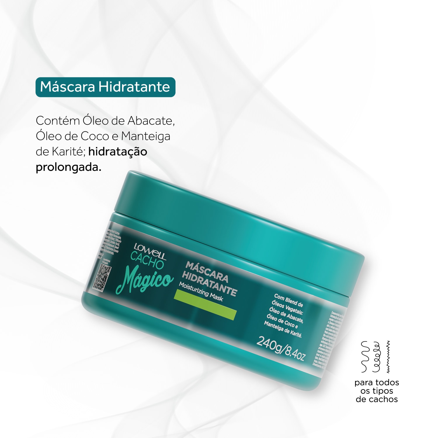 Máscara Hidratante Cacho Mágico 240g | Lowell