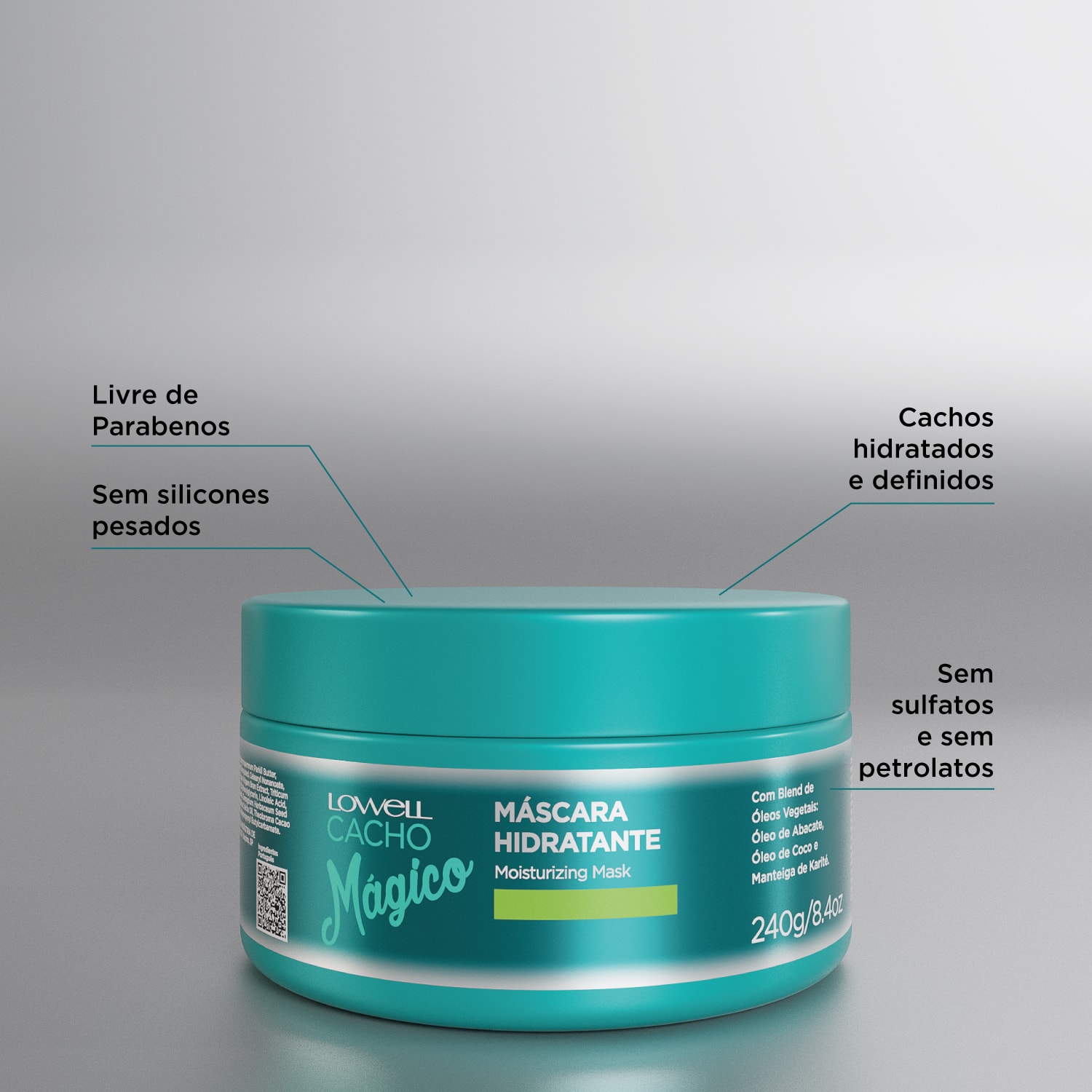 Máscara Hidratante Cacho Mágico 240g | Lowell